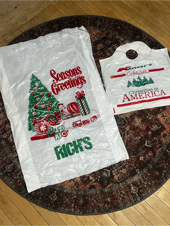 Handbags - Rich’s & Kmart Vintage Christmas Plastic Shopping bags
